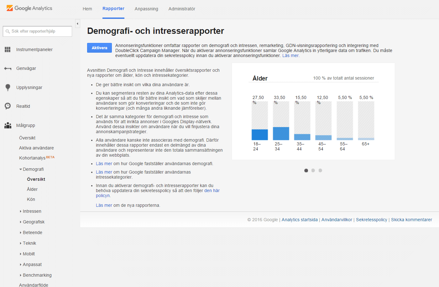 Analytics - målgruppsrapporter