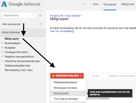 emaillista AdWords 