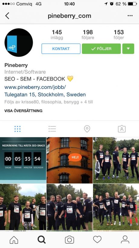 instagram företagsprofil kontakt knapp