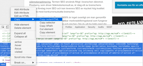 Kopiera outerHTML