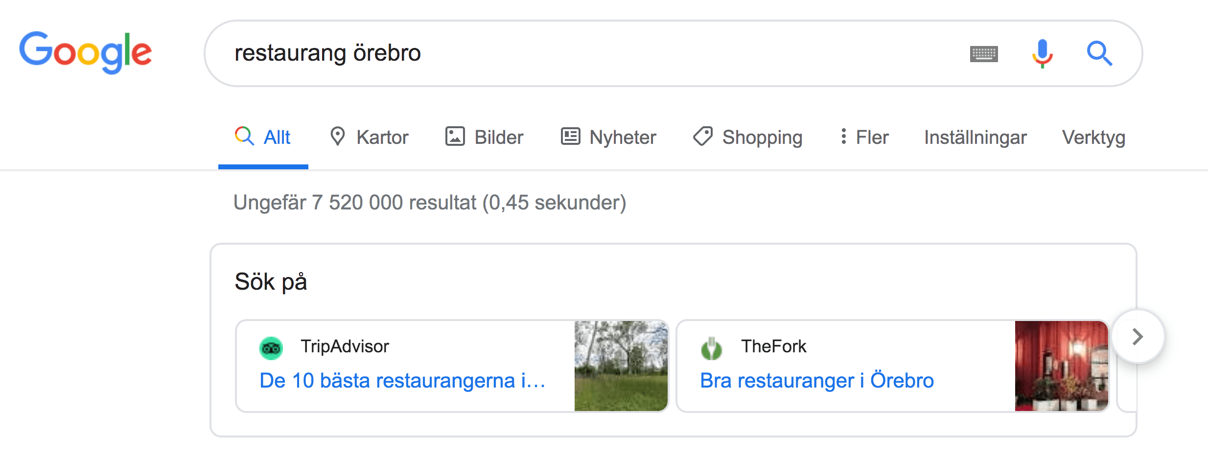 Restaurang Örebro-SERP