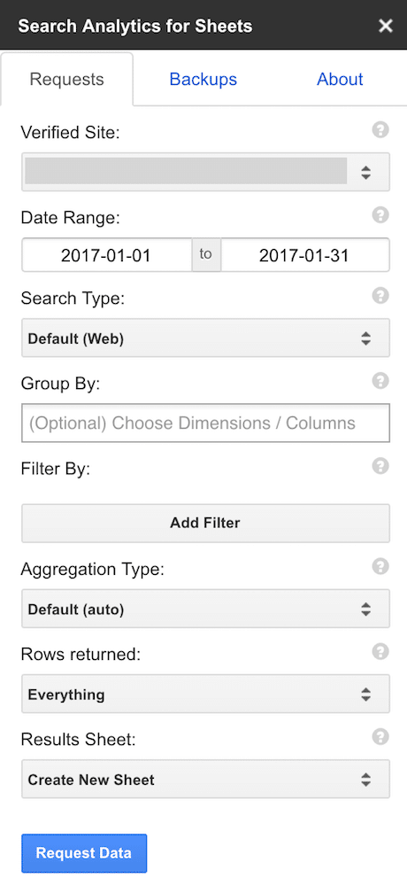 Search Analytics for Sheets