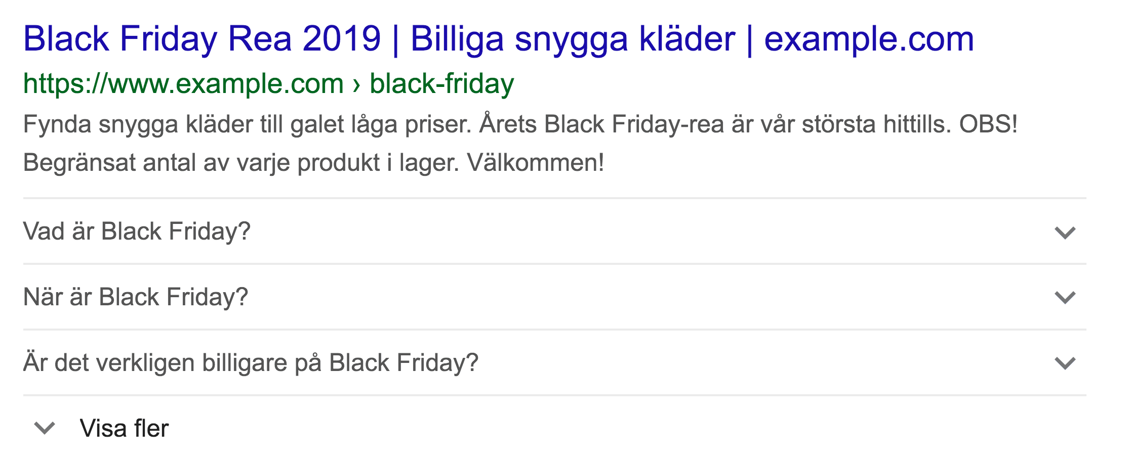 SERP med vanliga frågor