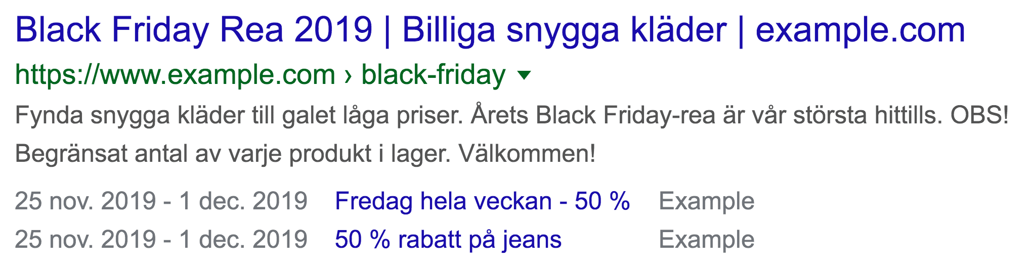 SERP med SaleEvent