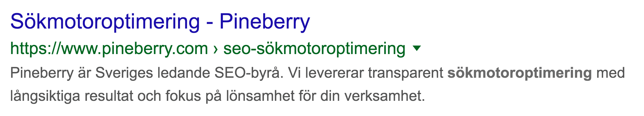 Serp vid sökningen "sökmotoroptimering"