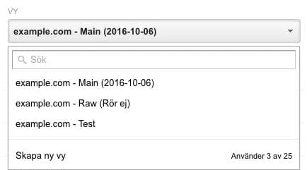 Skapa ny vy i Google Analytics