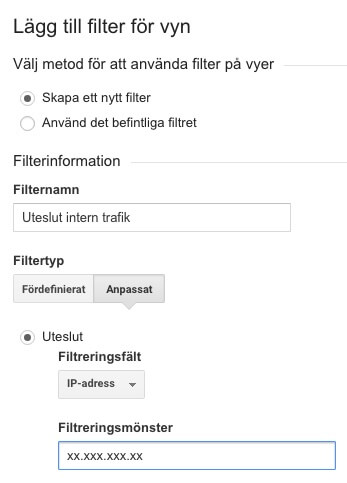 Filter uteslut intern trafik