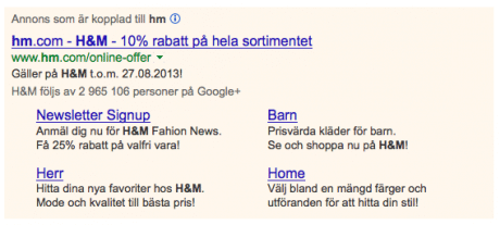 HM Adwords Sitelinks