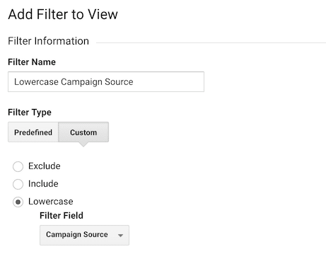 Små bokstäver på Kampanjkälla på Vyfilter