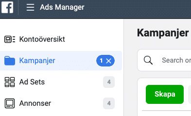 Ads Manager menyn har fått nytt utseende