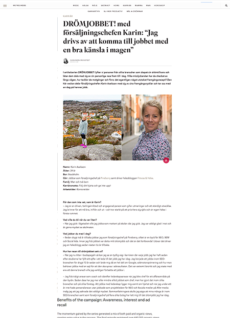 Karin om drömjobbet artikel