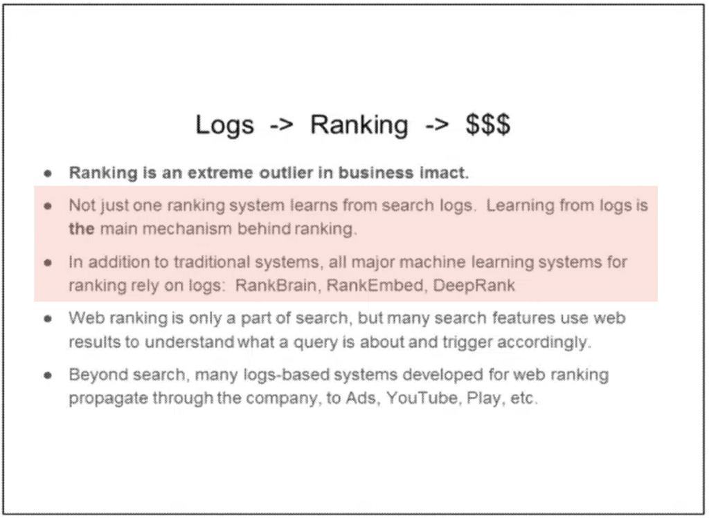 Logging --> ranking --> Cash