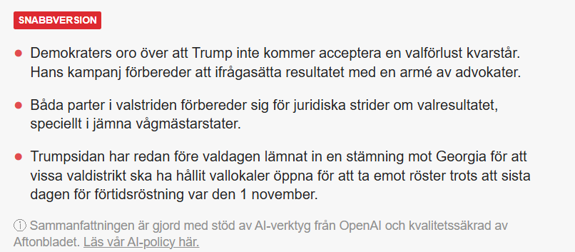 snabbversion Aftonbladet
