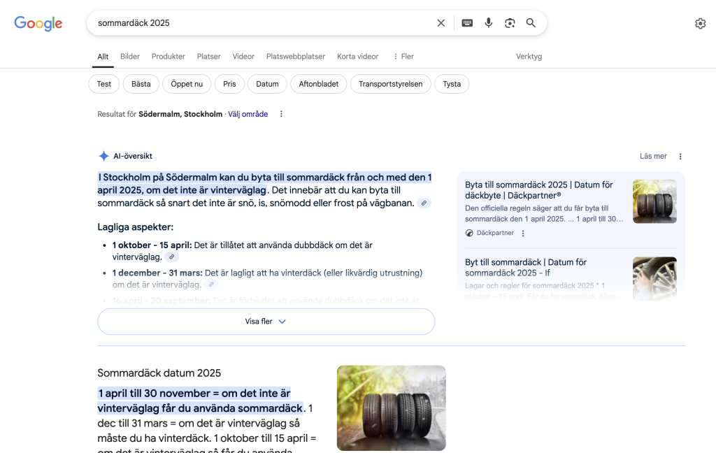 Googling: sommardäck 2025